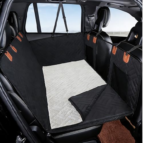 Dog Car Seat Covers,Back Seat Extender,Dog Seat Cover for Back Seat,Black,Replaceable Fleece pad,Waterproof,Dog Hammock for car - size: with arctic fleece washable pad