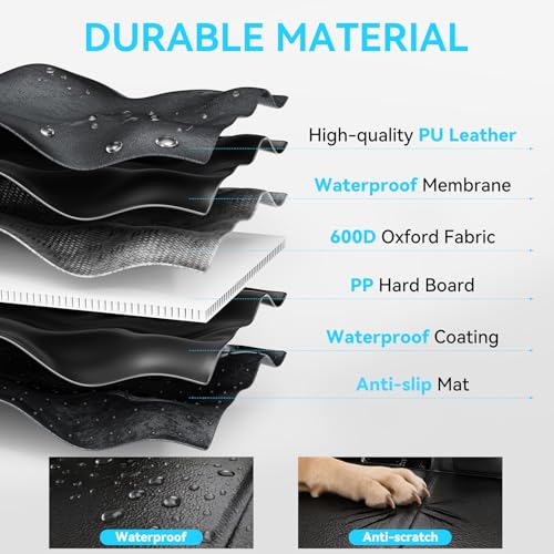 Dog Back Seat Cover, Extra Thick Back Seat Extender, Waterproof Thick Hard Bottom with High Barrier, Scratch-Proof Premium Rear Seat Protector for Car, SUV & Truck, Hold 450 lbs, Large