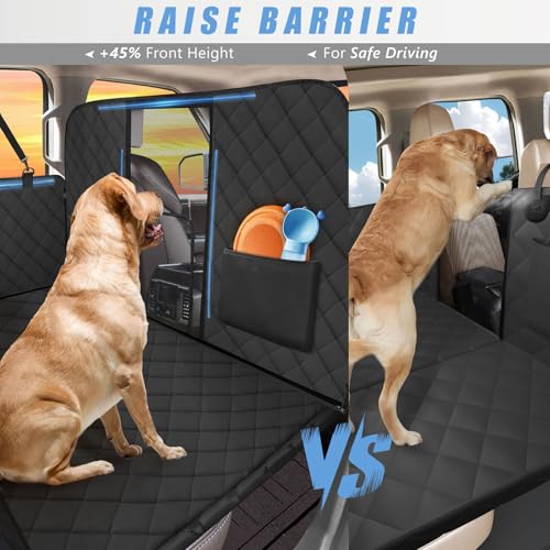Back Seat Extender for Dogs Truck-Large Space, Hard Bottom High Barrier Truck Dog Seat Cover 420lb, Waterproof Pet Dog Hammock for Crew Cab Trucks F150, RAM1500, Sierra, Tundra, Silverado - color: Matte Black, size: XL - For Full Size Truck / Full Size SU