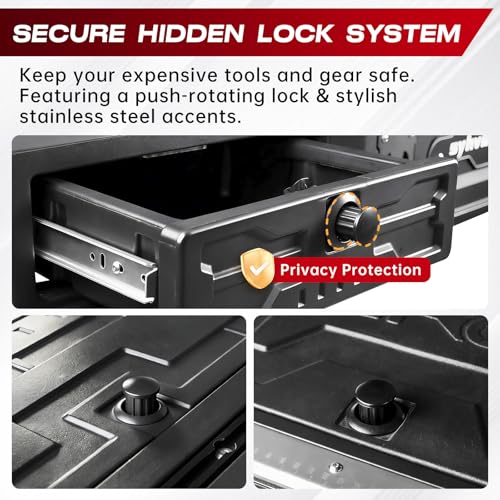 MagicBox Car Trunk Organizer for 2021-2025 Ford Bronco 4-Door, Heavy-Duty PE Storage Drawer with Hidden Lock, Fold-Flat SUV Sleeping Platform & Cargo Management System