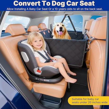 Convertible Back Seat Extender for Dogs, Foldable 400lbs Hard Bottom Dog Car Seat Cover for Back Seat, Waterproof Dog Hammock Bed Backseat Cover for Dogs in Car SUV Truck Pet Seat Cover Black L - size: L