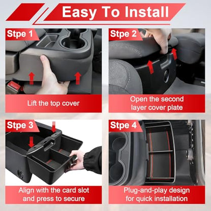 Center Console Hanging Organizer Box Compatible With For 2019-2026 Chevy Silverado/GMC Sierra 1500 and 2020-2026 Silverado/Sierra 2500HD 3500HD Split Bench Seat Hanging Storage Box Accessories