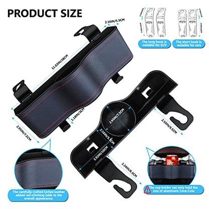 Backseat Car Organizer, Multifunctional Back Seat Car Organizer with Cup Holder and 2 Seat Back Hooks for Snacks, Canned Drinks and Cell Phones - color: #2 PU Leather