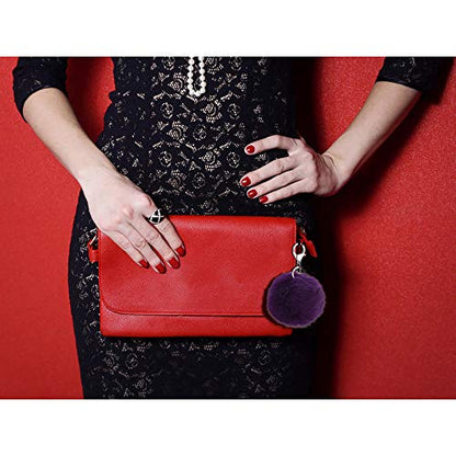 Cute Faux Rabbit Fur Ball Pom Pom Keychain Car Key Ring Handbag Tote Bag Pendant Purse Charm - color: Black 1