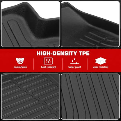 IKON MOTORSPORTS 3D TPE Floor Mats, Compatible with 2025-2026 Audi Q6 e-tron & SQ6 e-tron, All Weather Waterproof Non-Slip Floor Liners, Front & 2nd Row Full Set Car Interior Accessories, Black 3PCS
