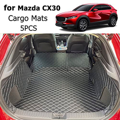 for 2020-2026 Mazda CX30 CX-30 Trunk Mat and Rear Backrest Mat Cargo Liners All Weather Anti-Slip