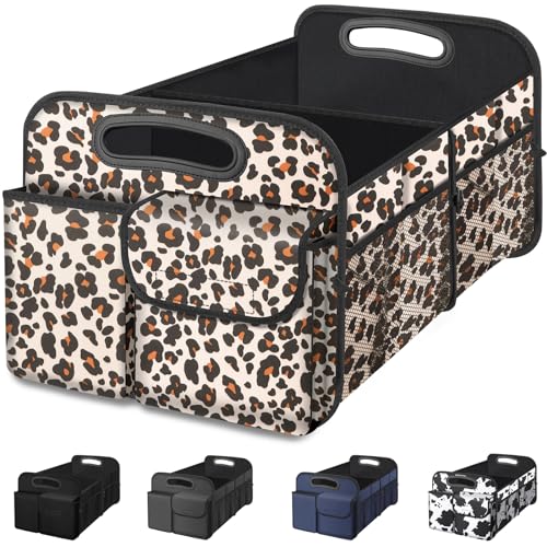 Car Trunk Organizer, Trunk Storage Organizer with Large Capacity Waterproof Collapsible Trunk Organizer for Car Suv/Jeep/Sedan (Leopard Print, Standard) - color: Leopard print, size: Standard