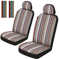Baja Saddle Blanket Car Seat Covers Front Set with Seat Belt Pads, Washable Breathable Striped Woven Cloth Seat Covers for Cars, SUV, Truck, Airbag Compatible(Red)