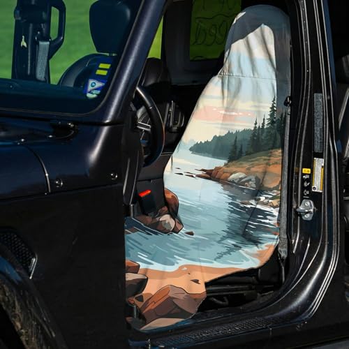 2 Pack Car Seat Towel Covers, Sweat Protector for Front Seats, Premium Thickened Microfiber with Acadia National Park, Breathable & Quick Dry, Slip-on Headrest Pocket for Gym Running Universal Fit - color: Acadia National Park