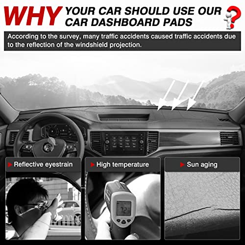 Autorder Dashboard Cover Mat for Volkswagen Atlas 2018-2023 VW Atlas Cross Sport Accessories Dash Cover Flannel Dash Mat Sunshade Glare UV Rays Protector - size: For Volkswagen Atlas 2018-2023