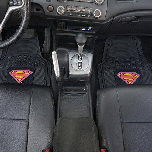 Superman Rubber Car Floor Mats 4 PC Front Heavy Duty All Weather Protection - Trimmable To fit - size: Pack of 4
