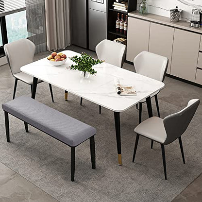 Lebaley Stretch Jacquard Ottoman & Bench Cover Removable Washable Slipcover for 42-54 inch Rectangular Benches, Bar Stools, and Dining Room Chairs (Fits 14-18" Wide),Light Grey - color: Light Gray, size: Regular - Standard