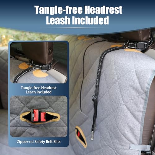 Dog Car Seat Cover for Back Seat, Hard Bottom Car Seat Cover with Door Protector for Full-Size Crewcab Trucks, Scratch-Resistant, Waterproof Back Seat Extender for Dogs