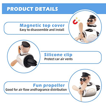 2pcs Car Air Fresheners Cute Cartoon Bear Pilot Automotive Air Outlet Propeller Car Diffuser Creative Car Perfume Decoration for Car Vent Clips for Women Men with 8 Fragrant Tablets(Bear + Teddy Bear)
