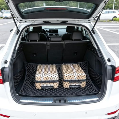 Cargo Net for SUV with Hooks, Adjustable Highly Elastic Storage Organizer Net for Car, Pickup Trucks,Mesh Organizer 2.6'x2' Stretches to 5'x4',Road Trip Essentials Black - size: 31.5x23.6in