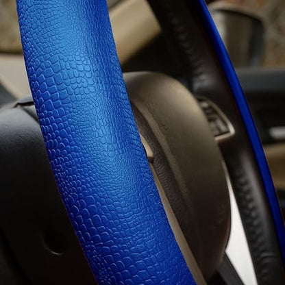 FH Group Universal Fit Silicone Snake Pattern with Massaging Grip Dark Steering Wheel Cover fits most Cars, SUVs, Trucks, and Vans Dark Blue - color: Dark blue