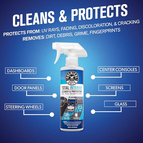 Chemical Guys Total Interior Cleaner & Protectant – Chemical Guys Interior Cleaner, Cleans & Protects Leather, Vinyl, Plastic, Rubber, Glass with a Streak-Free Finish — Cars, Trucks, SUVs, RVs, 32 oz - size: 32 Fl Oz (Pack of 1), style: Fresh