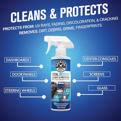Chemical Guys Total Interior Cleaner & Protectant – Chemical Guys Interior Cleaner, Cleans & Protects Leather, Vinyl, Plastic, Rubber, Glass with a Streak-Free Finish — Cars, Trucks, SUVs, RVs, 32 oz - size: 32 Fl Oz (Pack of 1), style: Fresh