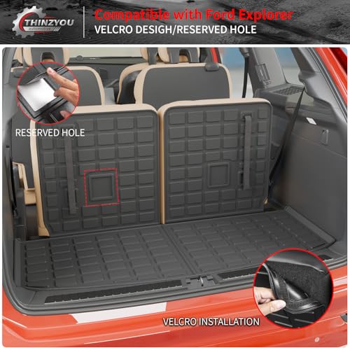 Cargo Mat Compatible with 2020-2025 2026 Ford Explorer Trunk Mat Cargo Liner Seat Back Cover Protector TPE All Weather Trunk Liner 2025 Explorer Accessories (Trunk Mat with Backrest Mats) - style: For Ford Explorer | 2020-2026
