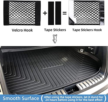 Universal Mesh Cargo Net for Car Trunk Storage,Elastic Small Automotive Cargo Net Pocket Wall Sticker Organizer Pouch Bag Storage for SUV,2 Pack with Tape Stickers - size: 15 x9.5 inch