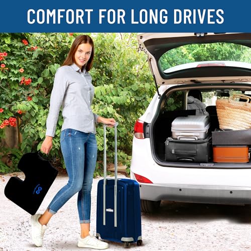 Everlasting Comfort Car Seat Cushion for Driving - Wedge Car Cushion for Office, Travel, Gaming Chair Memory Foam Driver Booster for Short People, Non-Slip, Washable Cover, Back & Sciatica Relief