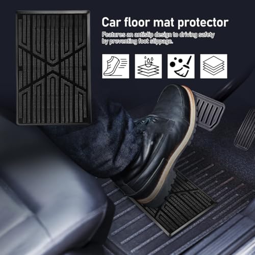 PRETYZOOM 2-Pack Car Floor Mat Heel Pad, Universal Anti-Skid Rubber Heel Scuff Plate, Auto Home Carpet Protector Patch for Driver Side Gas Pedal Foot Rest