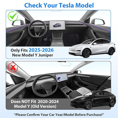 Eonflux New 2025 Dashboard Cover for Tesla Model Y Juniper Accessories, Anti-Glare Sun Protection Suede Dash Mat, Custom Fit No Glare Dashboard Pad for Tesla Model Y Juniper (2025-2026), Black