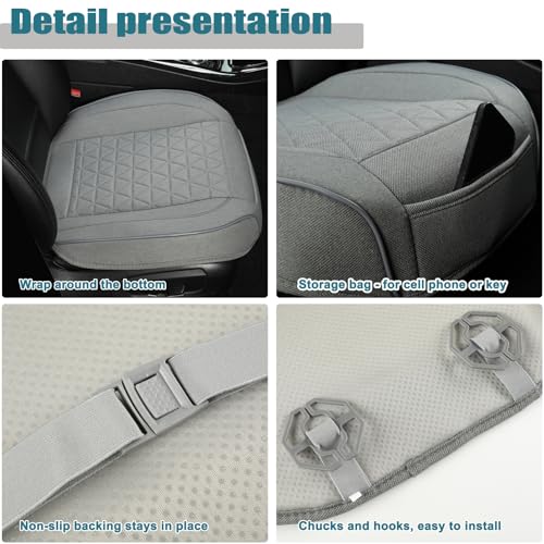 West Llama Linen Front Car Seat Cover Protector Anti-Slip Bottom Seat Cover Fits 95% of Vehicles,Wrapping Around The Bottom,Triangular Pattern(Gray-2Pcs) - color: Triangular Pattern-Gray, size: 2 Piece Linen