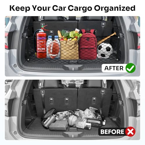 Canvcle Trunk Cargo Net for 2023-2025 2026 Honda Pilot Accessories Envelope Style Mesh Trunk Net Organizer and Storage Stretchable Adjustable Elastic Nylon Rear Cargo Netting with Hooks - style: for Honda Pilot