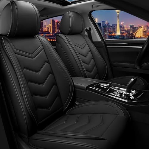 Car Seat Covers for Ford Fusion 2006-2020, Stylish Sport Seat Cover, Premium Nappa Leather Car Seat Cover. Automobile Seat Covers Sets.(Standard 2 Seats/Pure Black) - color: Pure Black, size: Standard 2 Seats