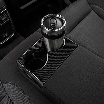 Car Rear Seat Cup Holder Cover Decals for 2011-2023 Dodge Charger/Chrysler 300 Accessories Carbon Fiber Interior Stickers - color: Cup Holder-a