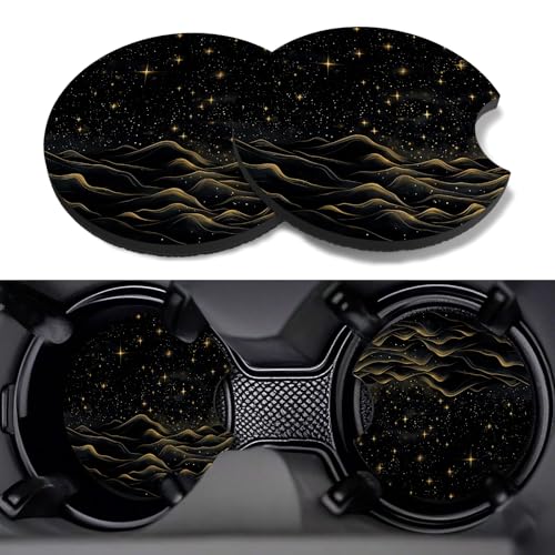 Car Cup Coasters,2 Pack Car Coaster,2.75inch Anti Slip and Absorbent Cars Coasters for Cup Holders,Neopren Accessories for Women,Cute Decor for Women (Black Desert) - color: Black Desert