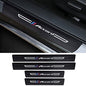 4PCS Carbon Fiber & Textured Leather Car Door Sill Protectors, Compatible with Accord, Black, Vehicle Specific Fit, Screw-In, Front & Rear Lower Door Threshold Guards