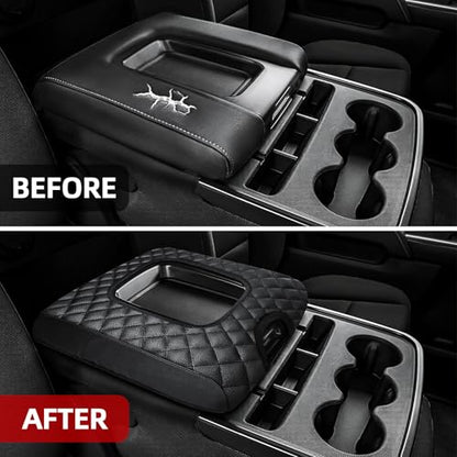 Center Console Cover Compatible with Chevy Silverado 2014 2015 2016 2017 2018 with 40/20/40 Jump Seat Console, Car Armrest Protective Cover, Car Accessories (ONLY for Split Bench Jump Seat) - size: 2014-2018 Silverado Sierra Jump Seat Console