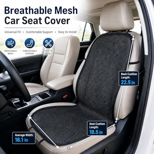 1Pcs Summer Cooling Breathable 3D Air Mesh Car Seat Cushion Pad Cover Universal Fit for Car Truck Pickup SUV Bus Driver's Seat (Black)