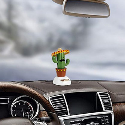 Cactus Solar Powered Shaking Head Dancing Car Ornament Dashboard Decoration Toy Gift - Cactus