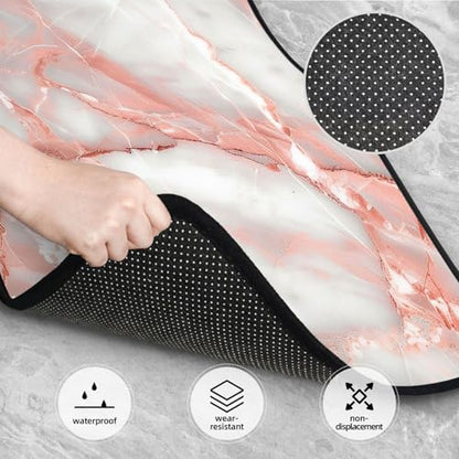 Universal Fit Car Floor Mats, Pink Marble Designs Printed Set of 4pcs Car Carpet Fit for SUV, Vans, Sedans, Trucks - color: Pink Marble