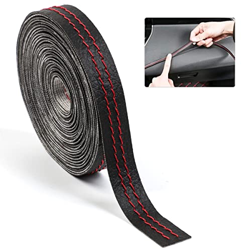 13.12FT(4M) Automobile interior trim strip leather decorative line,Universal Car Imitation car interior leather stitching line,DIY Flexible Strip Garnish Accessory [Red Line]