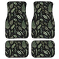 Tropical Plants Car Floor Mats Summer Botanical Background with Green Leaves Branches and Herbs Black Floor Mats for Cars Universal Vehicle Front Rear Foot Carpet Rugs for Trucks SUV Sedans