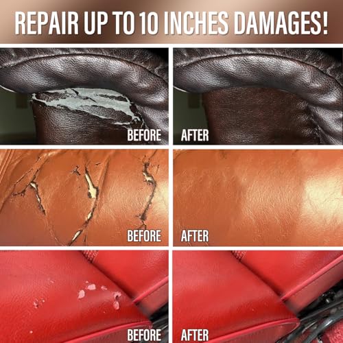 Leather Repair Kit for Furniture, Couch & Car Seats – Match Any Color, Fix Tears, Cracks, Scratches & Holes, Easy Leather & Vinyl Repair