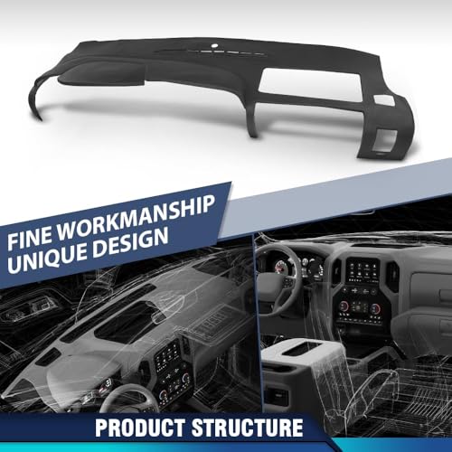 PIT66 Dash Cover Dashboard Bezel, Fit Chevy Silverado (LS, LT, or Work Truck ONLY), Fit GMC Sierra 2007-2013 (SL, SLE, or Work Truck ONLY), (Dual Glovebox Style Dashes Only) TPE - size: 2007-2013 Silverado/Sierra(Black | Set)
