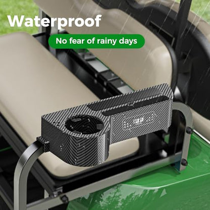 10L0L Golf Cart Rear Seat Kit Arm Rest Set with Cup Holder for Yamaha EZGO Club Car Golf Cart UV-Proof Coating Long Lasting, No Drilling Kits Include - color: Carbon Fiber