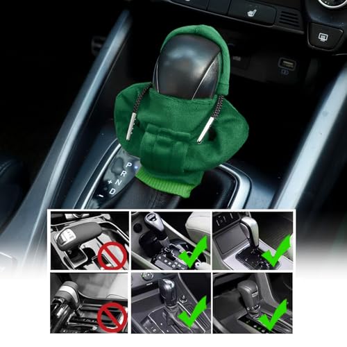 Car Gear Shift Cover,Cute Gear Shift Knob Cover with Fashionable Mini People Design,Universal Gears Shifts Hoodie for Most Car Gears Shifts Levers Cars Interior Accessories (Green)