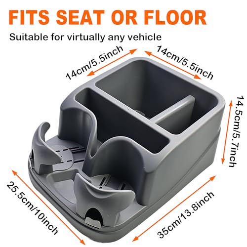 Universal Center Console Organizer for Truck Bench Seat & SUV, Truck Floor Console with Expandable Cup Holders, Fits Silverado Minivan, Stable Transmission Hump Storage Box for Car Backseat (Grey) - color: Grey
