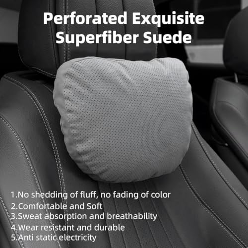 2 Pcs Car Headrest Neck Pillow for Driving,Universal Premium Suede Leather Soft and Comfortable Headrest,Three Gears of Height Adjustment Car Seat Headrest Pillow Car Interior Accessories - color: Extreme Gray