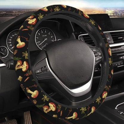 Mushroom nut Neoprene Steering Wheel Cover for Men Women Anti-Slip Elastic Steering Wheel Protective Cover 15in Universal Car Accessories Fit Cars, SUVs, Auto - color: Mushroom Nut