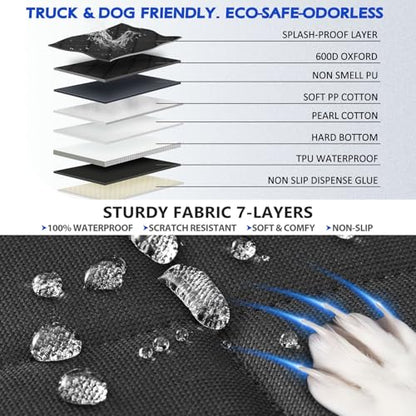 Truck Dog Seat Cover Back Seat, Hard Bottom Dog Hammock for Car, Waterproof XL Large Soft Pet Extender Travel Bed Supports 400lbs, Durable Platform Protector Full Size Crew Cab Rear Seat