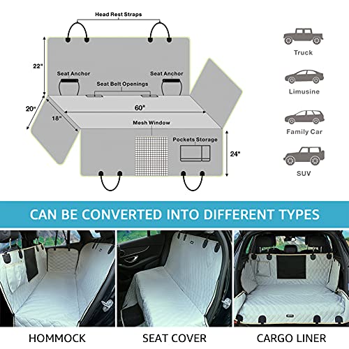 Lassie XL Truck Dog Seat Cover Back Seat with 2 Seat Belts, Dog Car Hammock for Large SUV and Trucks Compatible with F150 F250/Chevrolet Silverado/Ram Pickup/GMC Sierra/Toyota Tundra and Crew Cab - color: Gray, size: Truck