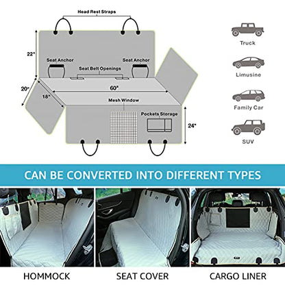 Lassie XL Truck Dog Seat Cover Back Seat with 2 Seat Belts, Dog Car Hammock for Large SUV and Trucks Compatible with F150 F250/Chevrolet Silverado/Ram Pickup/GMC Sierra/Toyota Tundra and Crew Cab - color: Gray, size: Truck