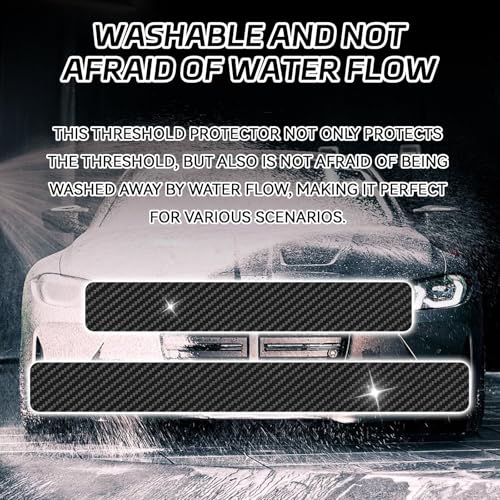 Car Door Sill Protector 4D Carbon Fiber Door Sill Guards Interior Trim Sticker, 4PCS Universa Carbon Fiber Anti-Scratch Entry Edge Guard Protection Trim Strips Black Car Accessories (Black 4D) - size: Black 4D